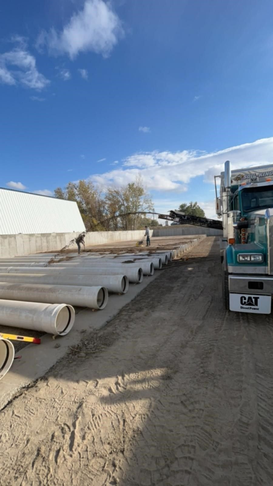 Gravel placed for a potato storage building on a farm